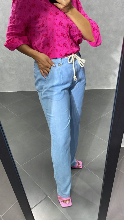 Pantalon Tencel Bleu