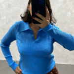 Pull en Maille Bleu