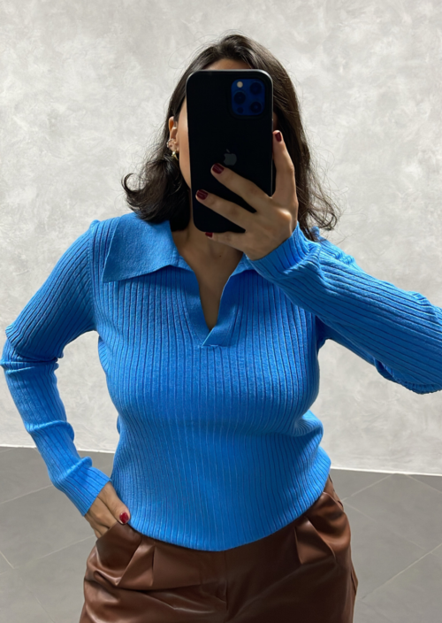 Pull en Maille Bleu