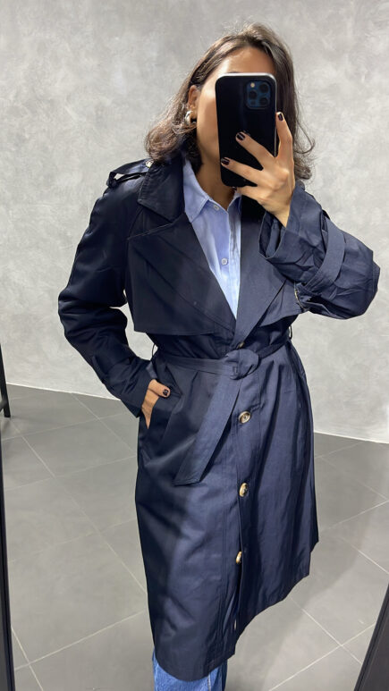 Trench Imperméable Bleu Marine