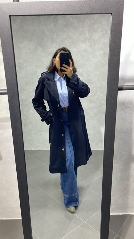 Trench Imperméable Bleu Marine