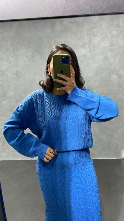 Ensemble jupe en maille Bleu