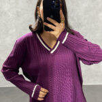 Ensemble Col V Mauve Aubergine