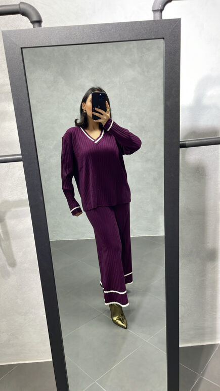 Ensemble Col V Mauve Aubergine