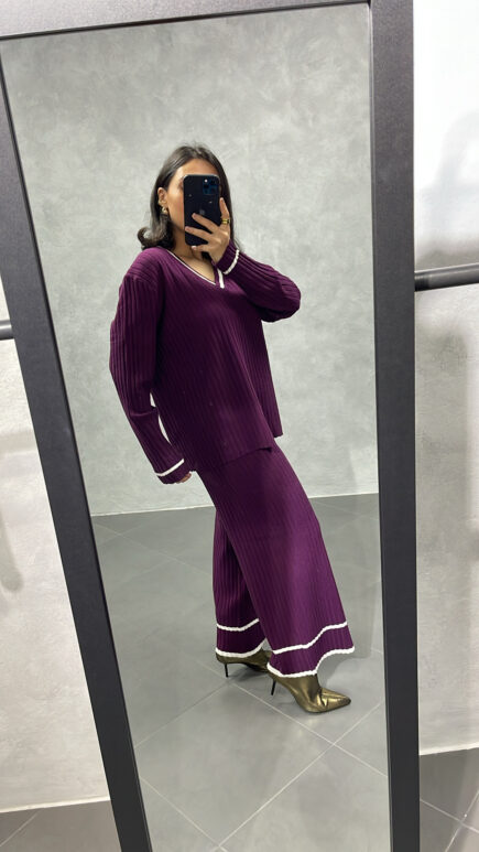 Ensemble Col V Mauve Aubergine