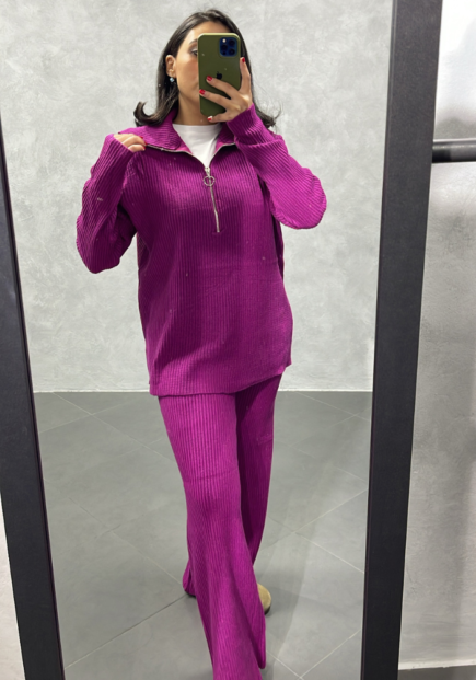 Ensemble avec Zipper Aubergine