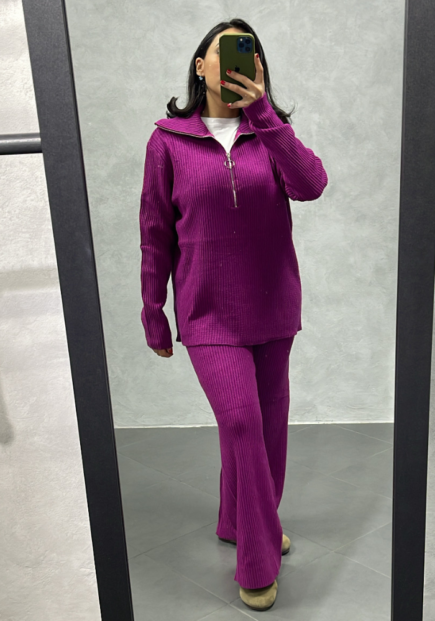 Ensemble avec Zipper Aubergine