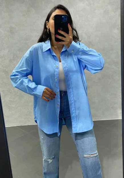 Chemise en Popeline Bleu Ciel